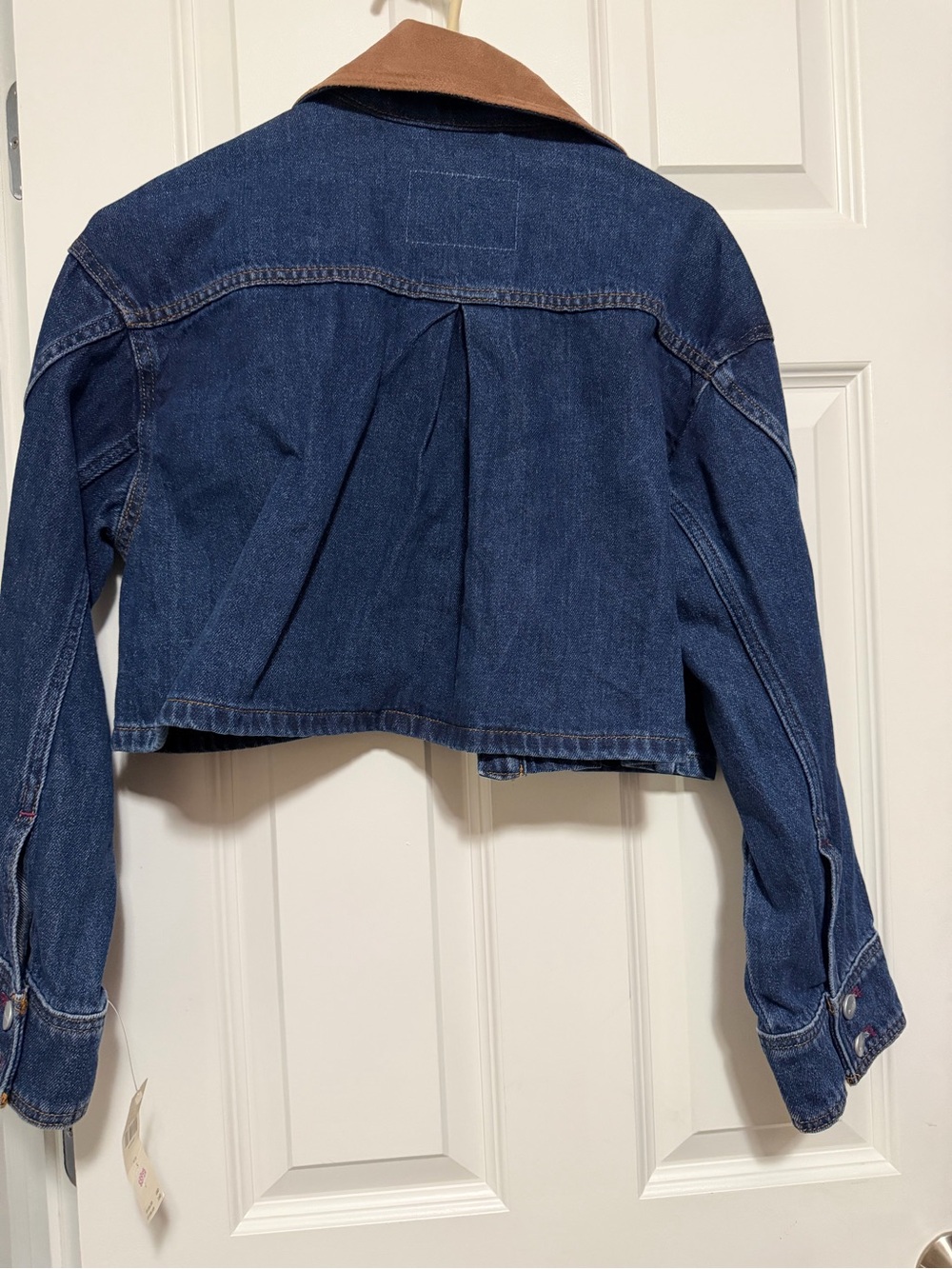 Pilcro Denim Jacket with Suede Collar in Blue and Brown - Picture 3 of 5